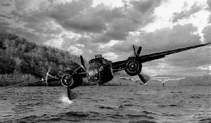 Computer rendering of the B-25's final moments above water. Image Copyright Filmet Inc. Computer rendering of the B-25's final moments above water. Image Copyright Filmet Inc.