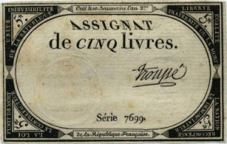 An 18th century five-livre note An 18th century five-livre note