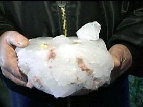 A possible megacryometeor which hit a Chicago home in February 2006