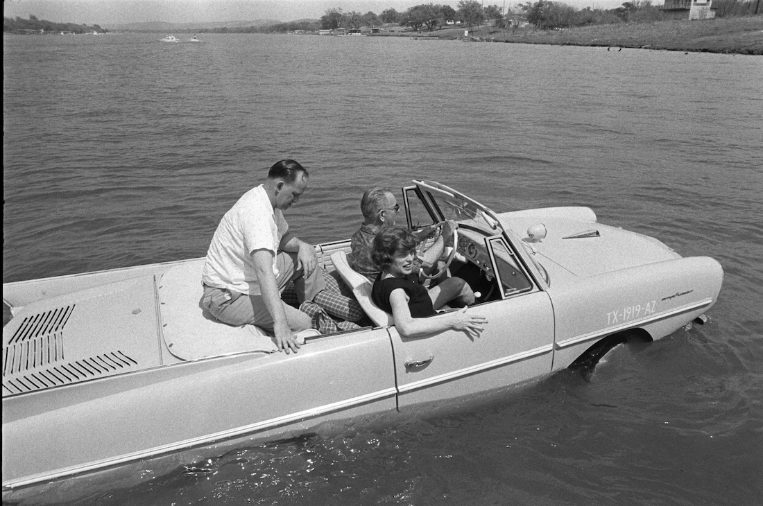 LBJ driving his Amphicar LBJ driving his Amphicar