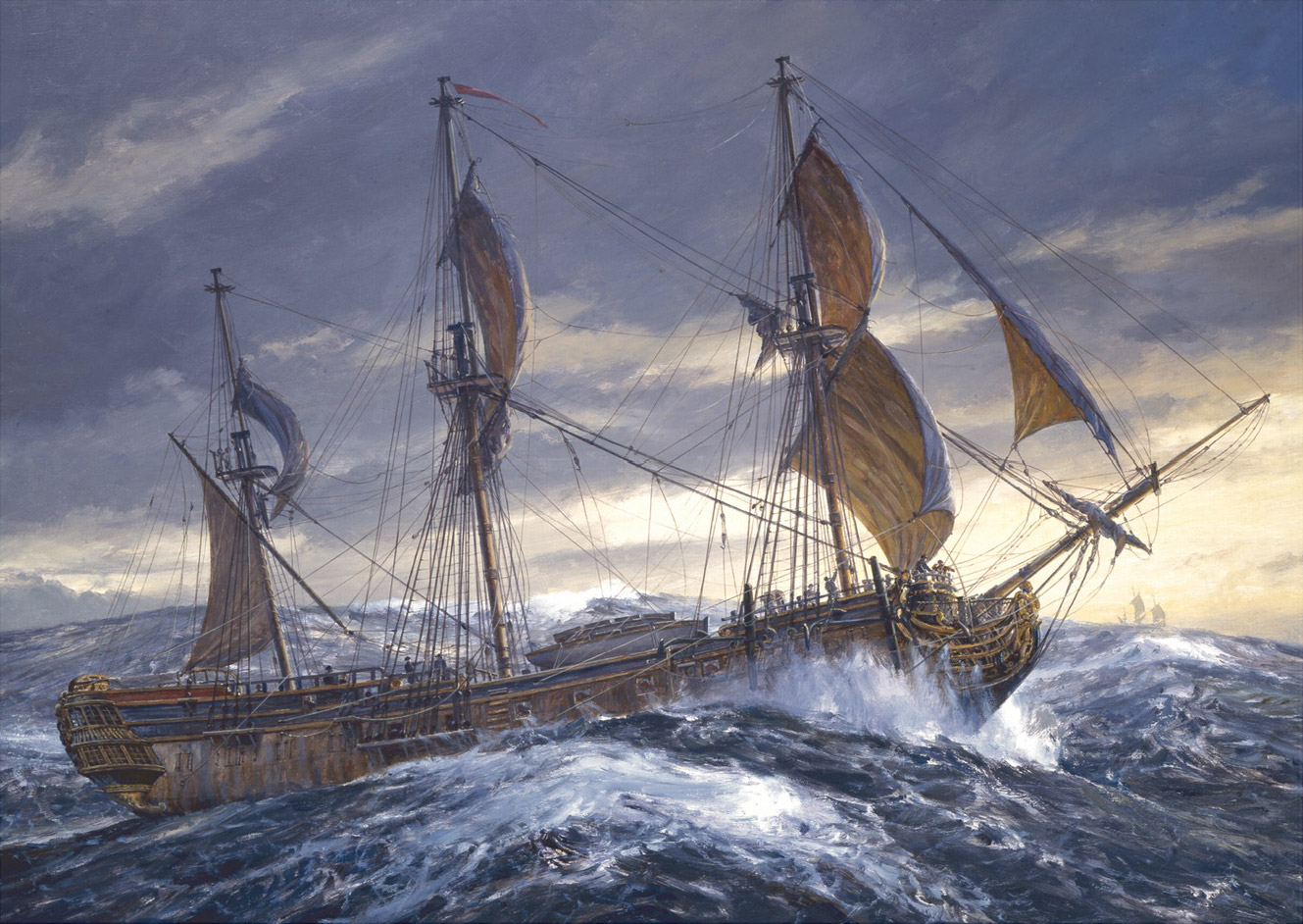 HMS Wager Rounding the Horn by Geoff Hunt PPRSMA (limited edition prints on canvas and on paper)