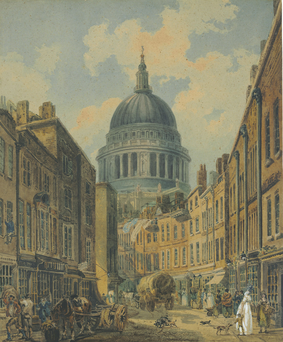 St. Paul's Cathedral from St. Martin's-le-Grand, Thomas Girtin, late 18th century