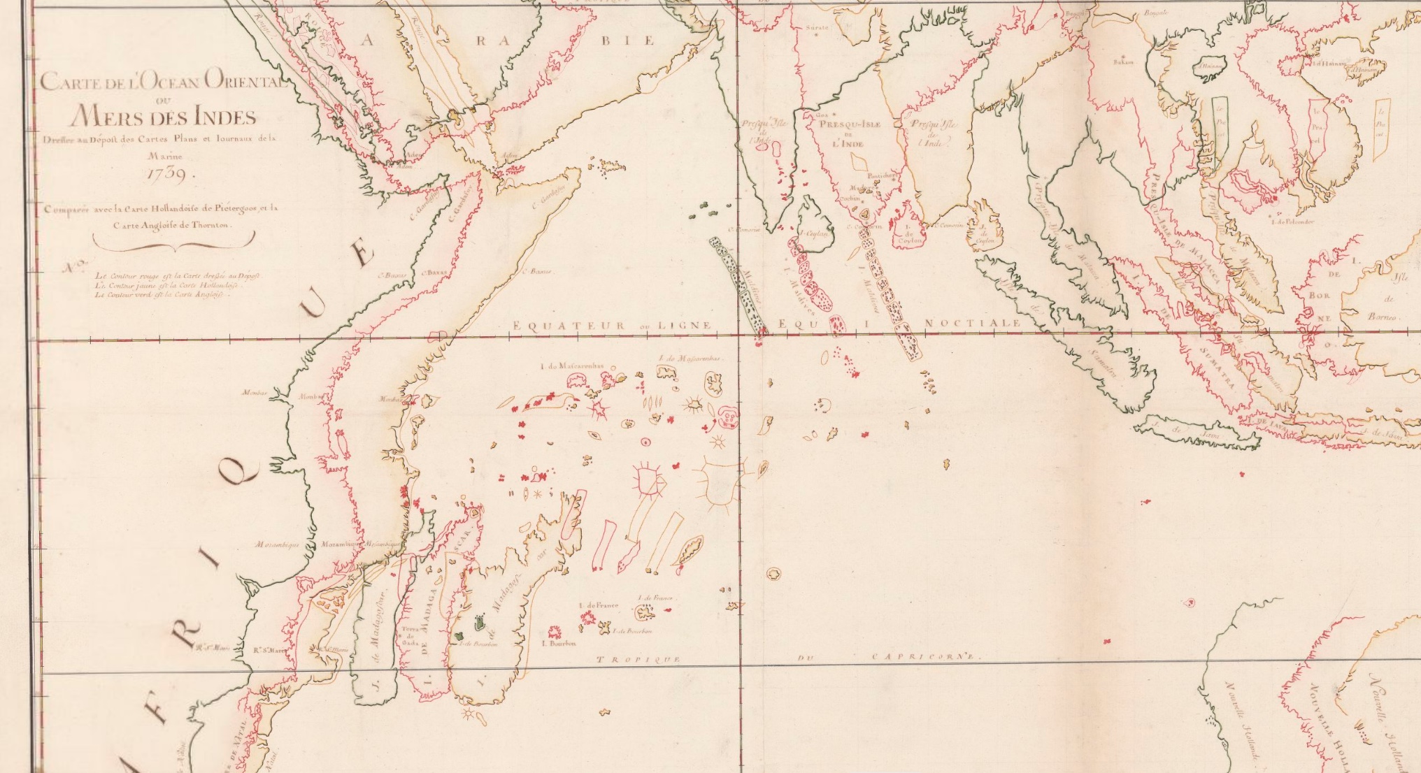 Three superimposed contemporaneous maps of the region: one English, one Dutch, and one French (gallica.bnf.fr / Bibliothèque nationale de France)