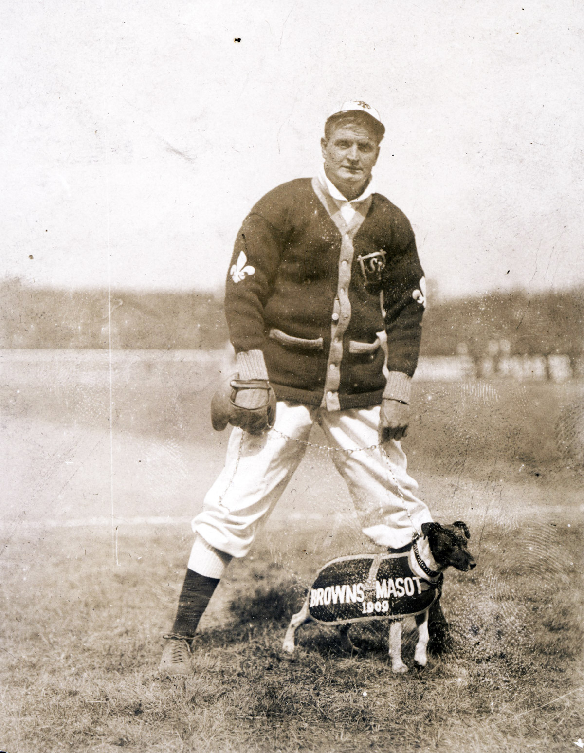 Waddell with the Browns team masot [sic]