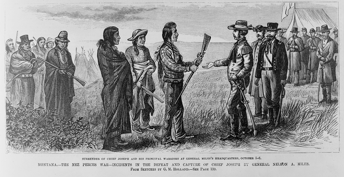 Contemporaneous artist's depiction of Chief Joseph's surrender