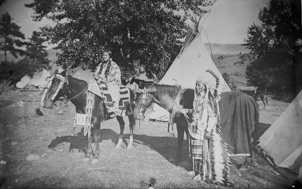 Nez Perce with horses ca. 1900