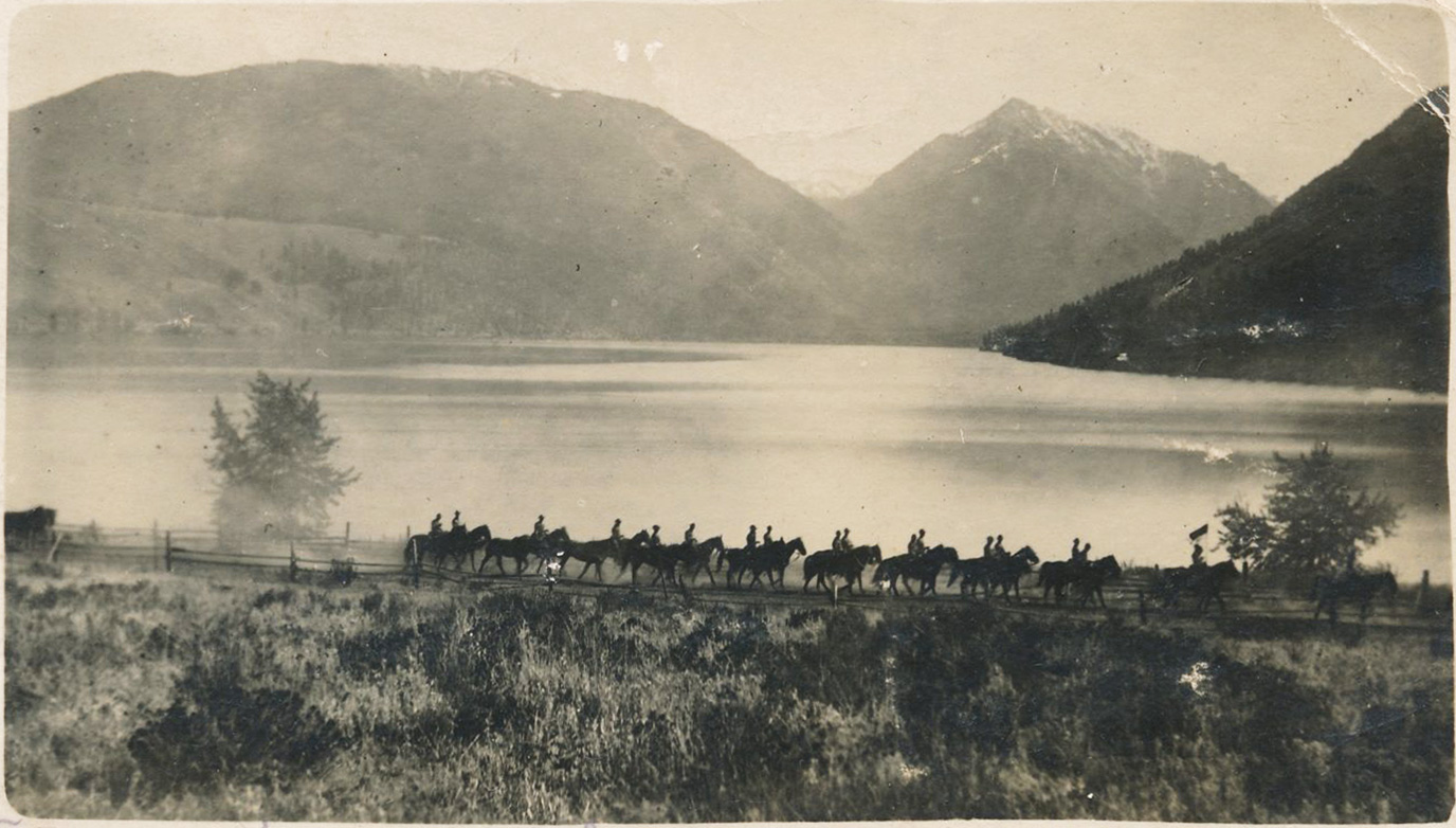 Cavalry on the march at Wallowa Lake